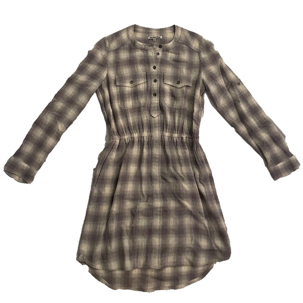 Madewell Gray and White Plaid Mini Dress
